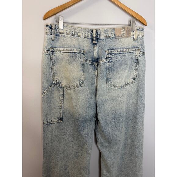 Free People We The Free Tinsley Baggy High-Rise Wide Leg Jeans Bright Eyes Sz 31 - Picture 6 of 16